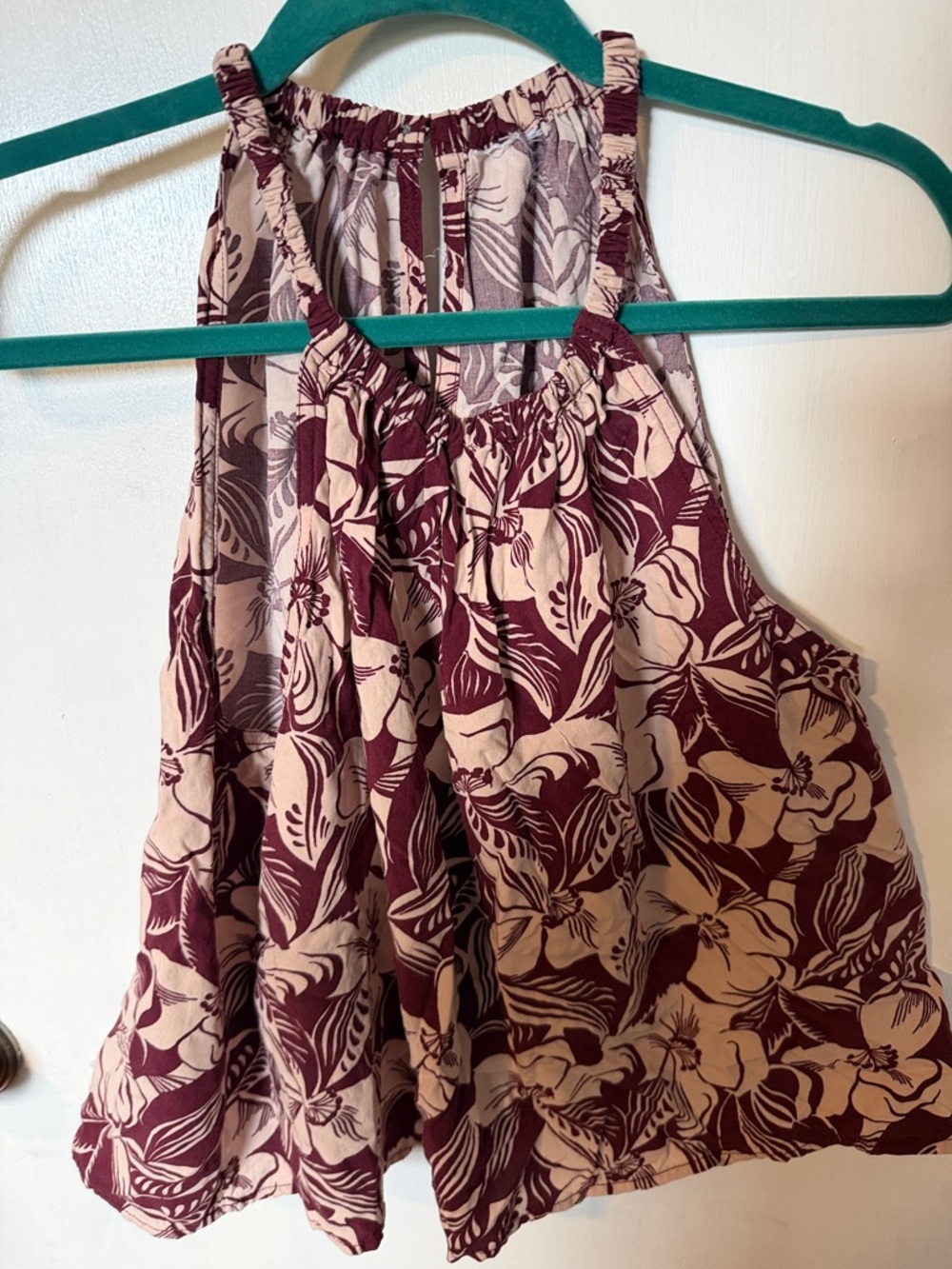 GAP Floral Halter Tank Top in Maroon and Beige